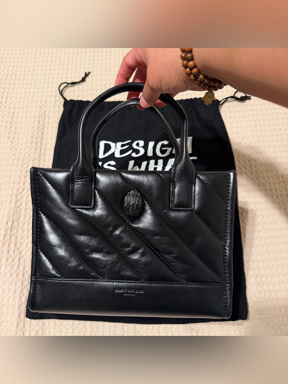 Kurt Geiger Black Quilted Leather Top-Handle Bag